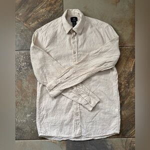 H&M men's off-white/cream linen blend button down shirt.  Size XS.